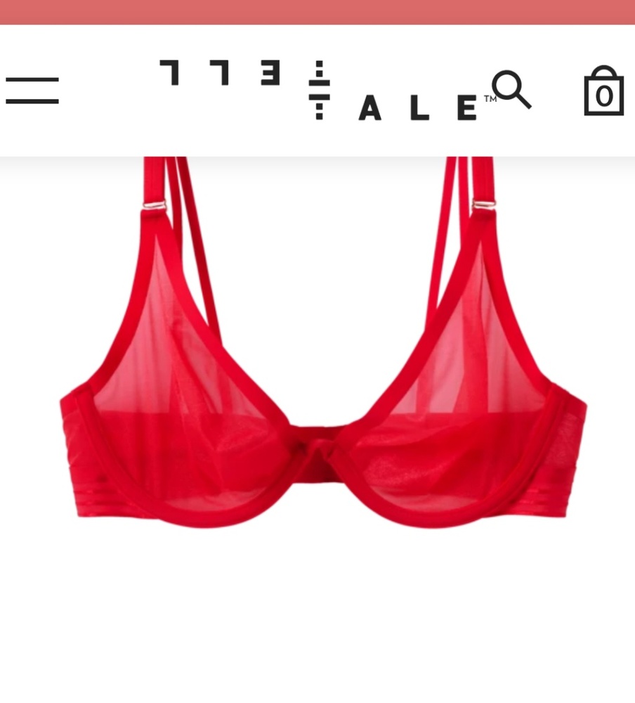 Red TellTale Plunge Sheer Bra size 36D